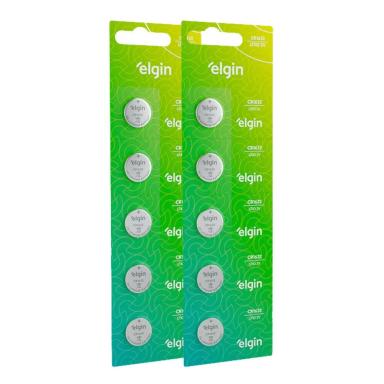 10 Baterias Pilha Moeda Cr1632 2 Cartelas 3v Relógio Elgin