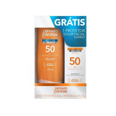 Kit Protetor Solar Cenoura & Bronze Corporal FPS 50 200ml + Facial FPS 50 50g