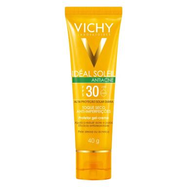 Protetor Solar Facial Antiacne Vichy Idéal Soleil Toque Seco FPS 30 Gel Creme com 40g