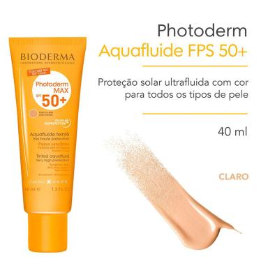 Protetor Solar Facial Bioderma Photoderm Max Aquafluide Tom Claro FPS50+ com 40ml
