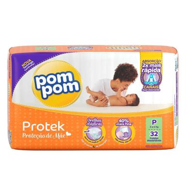 Fralda Pom Pom Protek Proteção de Mãe P - 32 Unidades