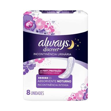 Absorvente Noturno Always Discreet Incontinência Urinária Intensa com 8 unidades