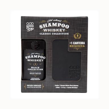 Kit Shampoo QOD Barber Shop Whiskey Black Collection + Carteira Exclusiva Old School