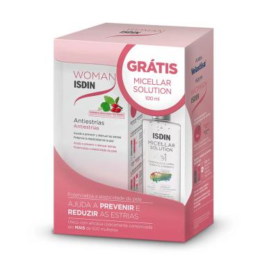 Kit Isdin com 1 Creme Antiestrias Woman Isdin com 250ml + 1 Solução Micelar Facial com 100ml