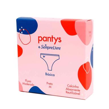 Calcinha Absorvente Menstrual Lavável Pantys e Sempre Livre Tamanho PP Cor Preta