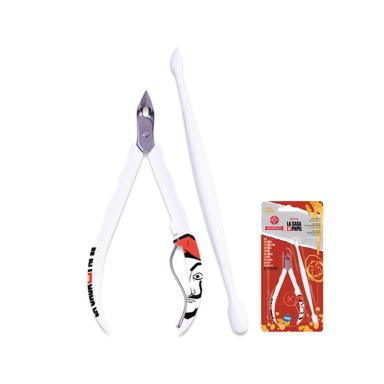 Kit Alicate de Cutícula + Espátula Dupla Mundial La Casa de Papel com 1 Unidade