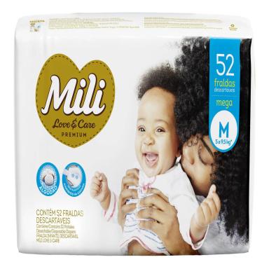 Fralda Infantil Mili Lovecare Premium Mega M 52 Unidades