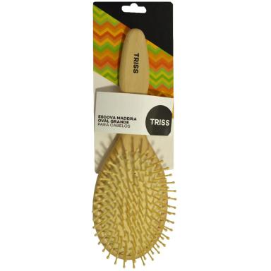 Escova de Madeira para Cabelos Triss Oval Grande com 1 unidade