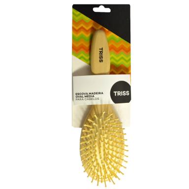 Escova de Madeira para Cabelos Triss Oval Média com 1 unidade