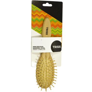 Escova de Madeira para Cabelos Triss Oval Pequena com 1 unidade