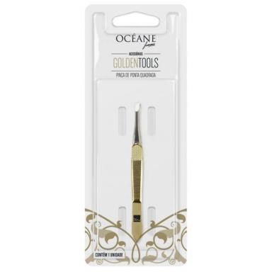 Pinça de Ponta Quadrada Océane Golden Tools Inox com 1 unidade
