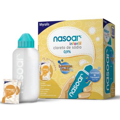 Nasoar Infantil 0,9% Solução Nasal 15 envelopes + Lavador Nasal 120ml