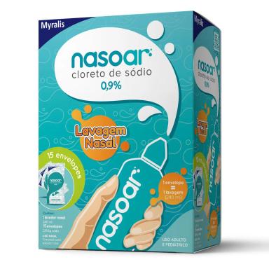 Nasoar Cloreto de Sódio 0,9% Refil 15 envelopes + Frasco