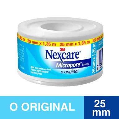 Fita Micropore Nexcare Original Branco com 1 rolo de 25mmx1,35m Fita para Curativo Transparente Nexcare com 1 rolo de 25mm x 1,35m 